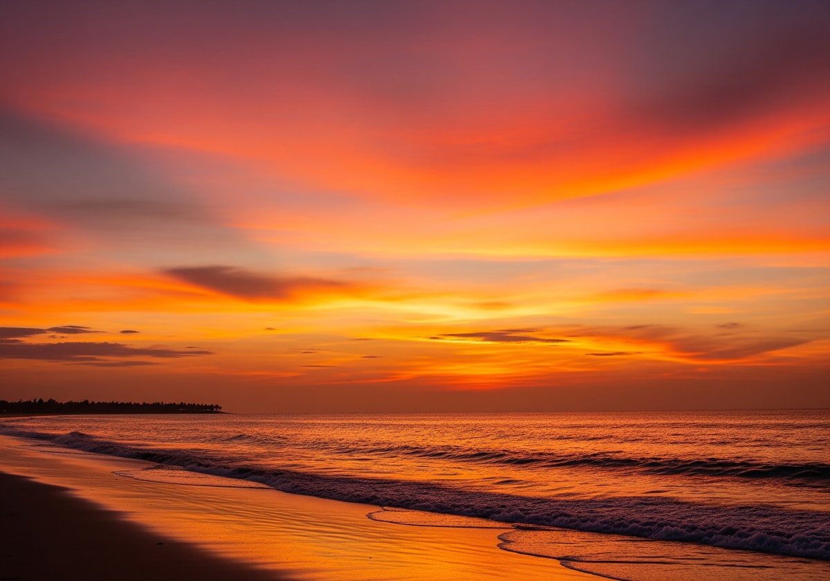 Sunset over the Atlantic Ocean from Lome beach