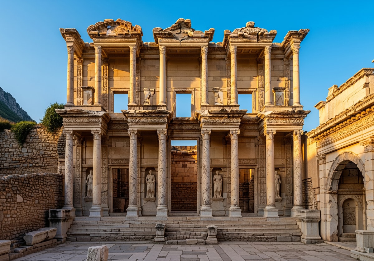 Ancient Library of Celsus facade at Ephesus