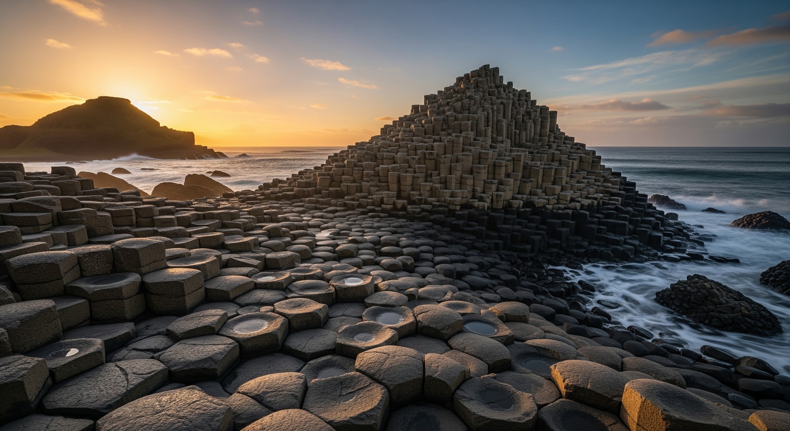 Giant's Causeway hexagonal basalt columns in Northern Ireland