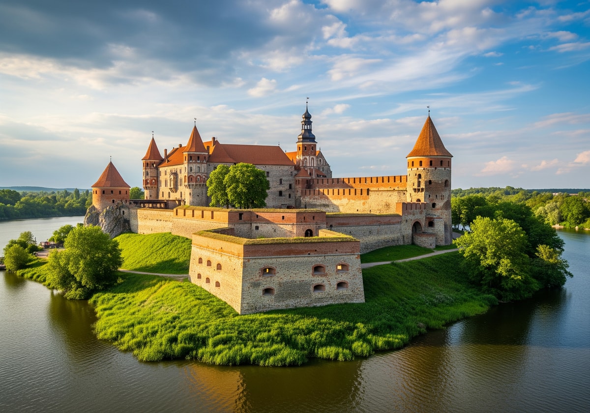 Kamianets-Podilskyi castle fortress on rocky island