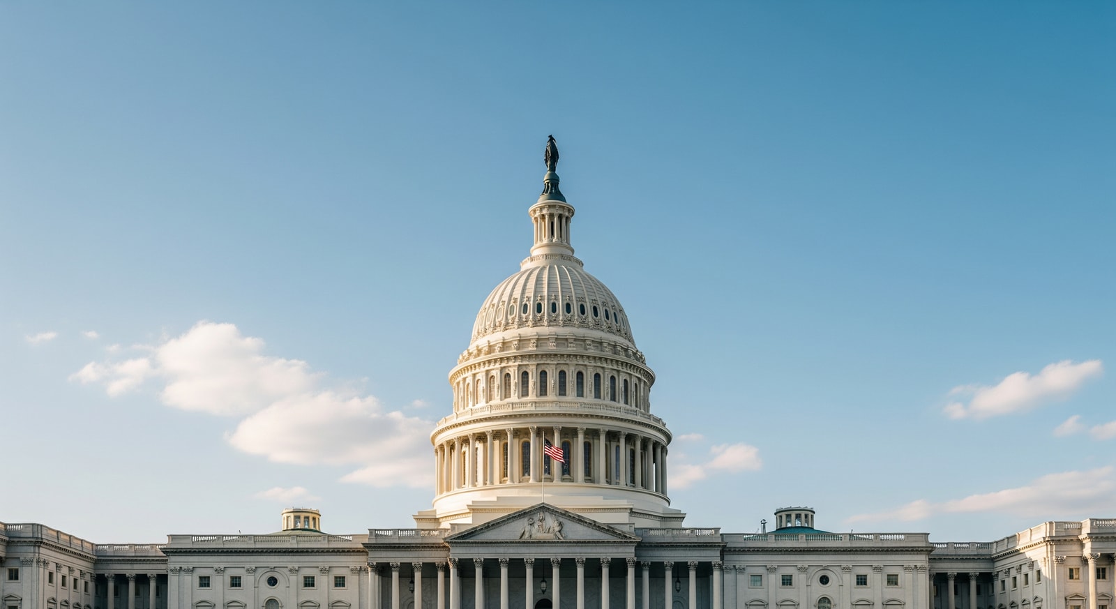 United States Capitol Building in Washington D.C. with clear blue sky