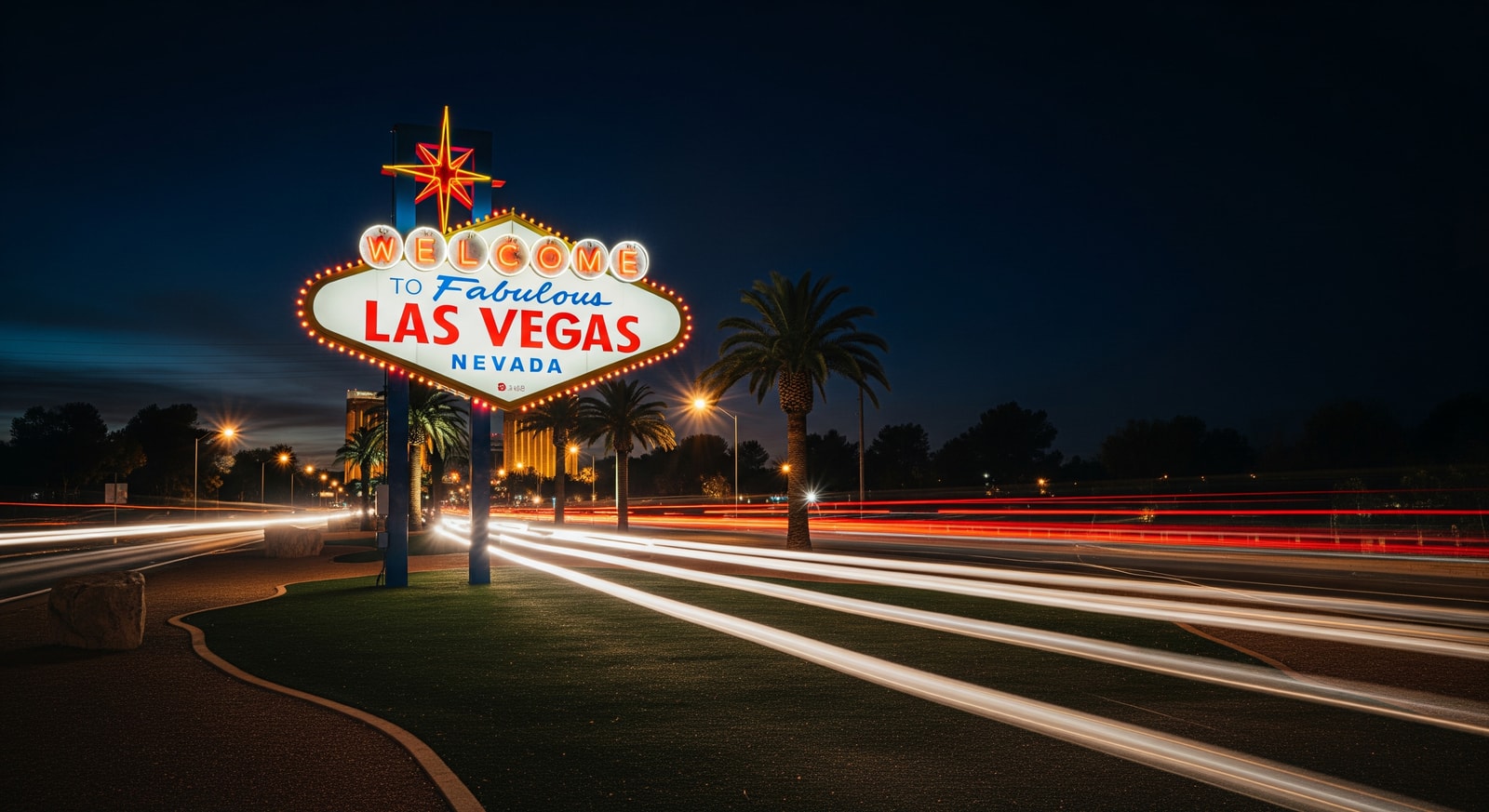 Welcome to Las Vegas sign at night