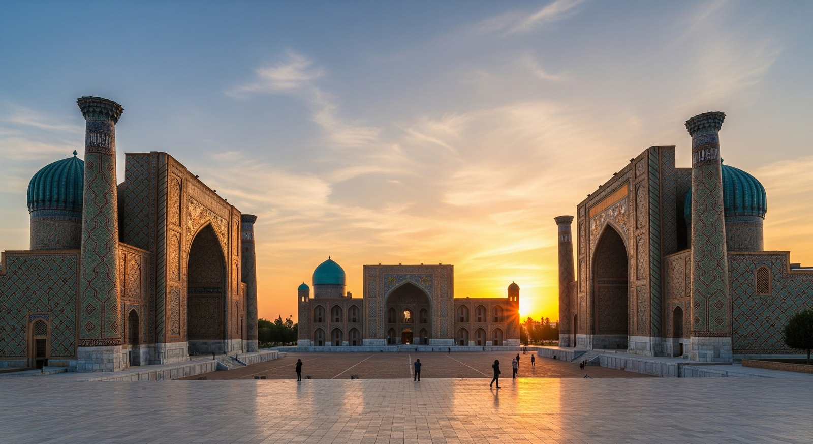 Registan Square in Samarkand with three grand madrasas