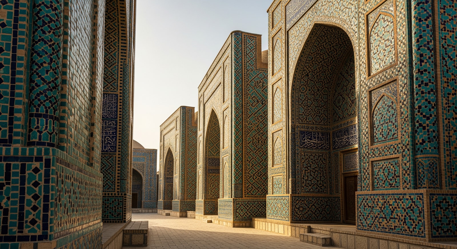 Shah-i-Zinda necropolis with blue-tiled mausoleums