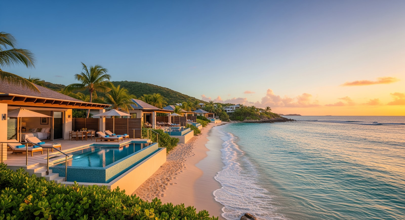 Luxury beachfront resort with private villas overlooking the Caribbean Sea in Anguilla