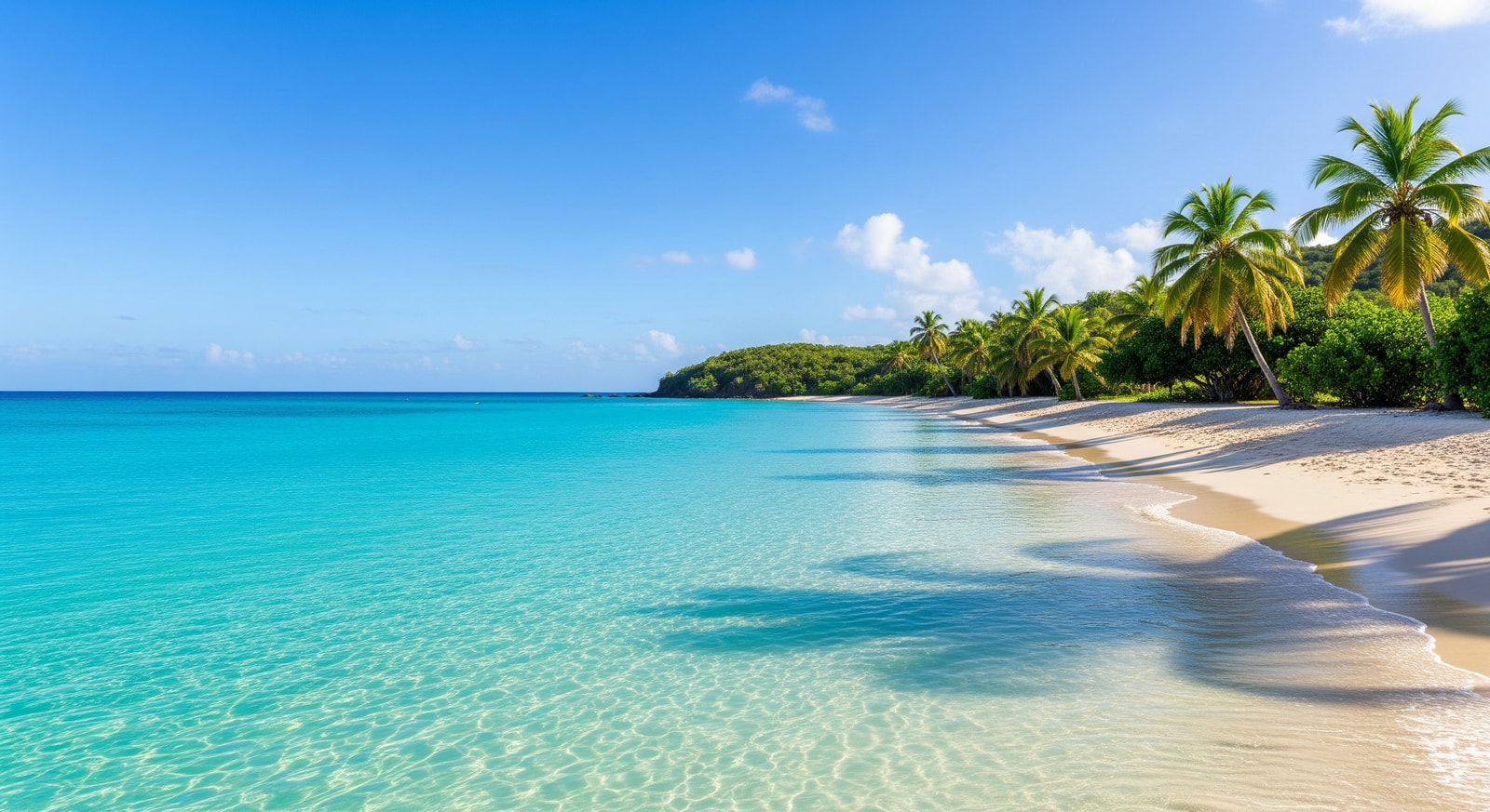 Crystal clear turquoise waters meeting white sand at Half Moon Bay Beach in Antigua