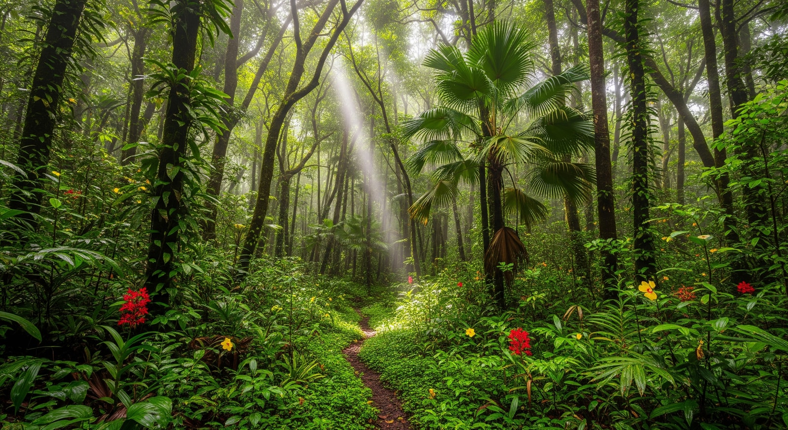Dense tropical rainforest interior on Christmas Island with towering trees and endemic vegetation