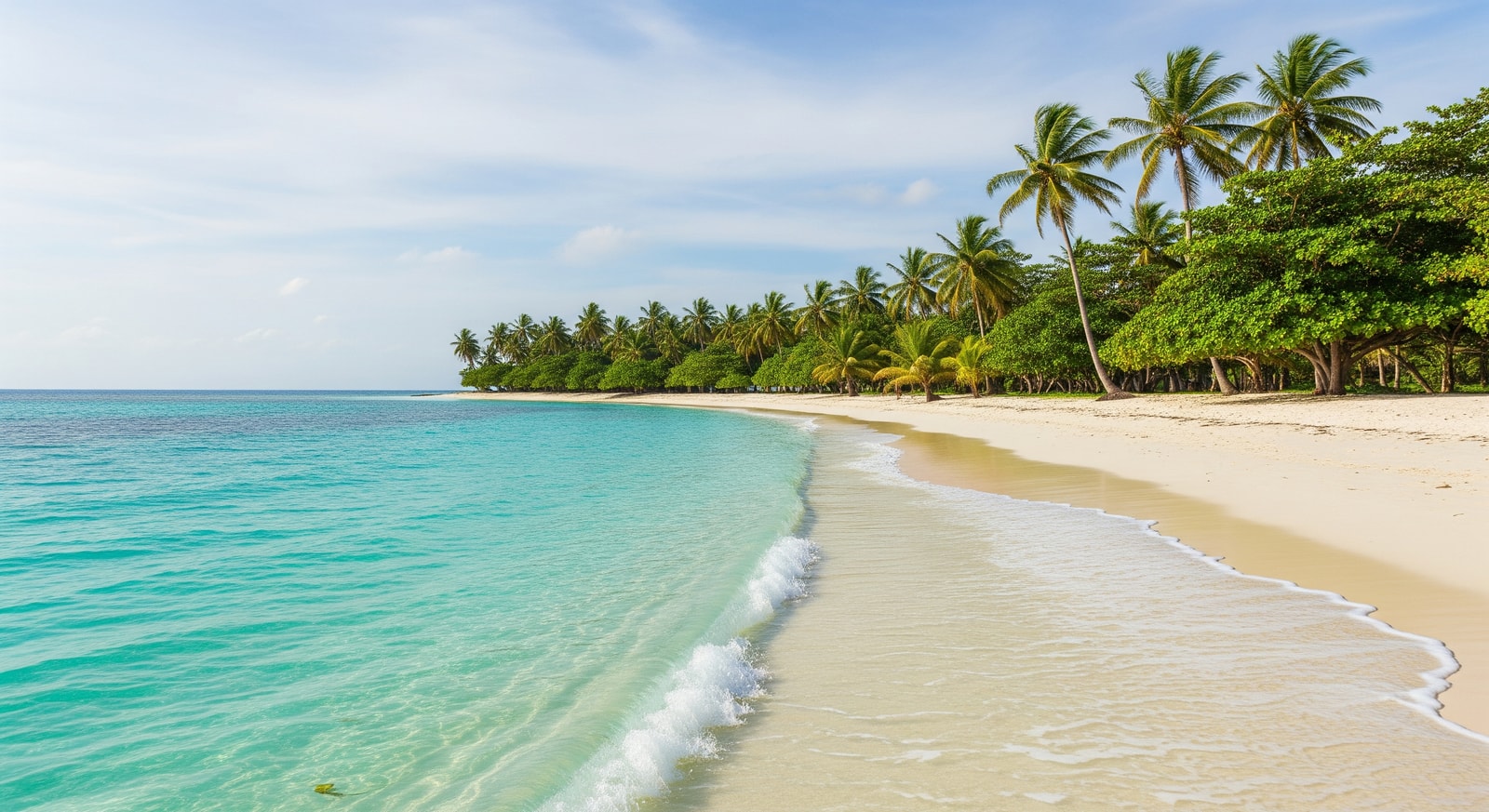Pristine white sand beach with crystal clear turquoise waters on Moheli Island in Comoros