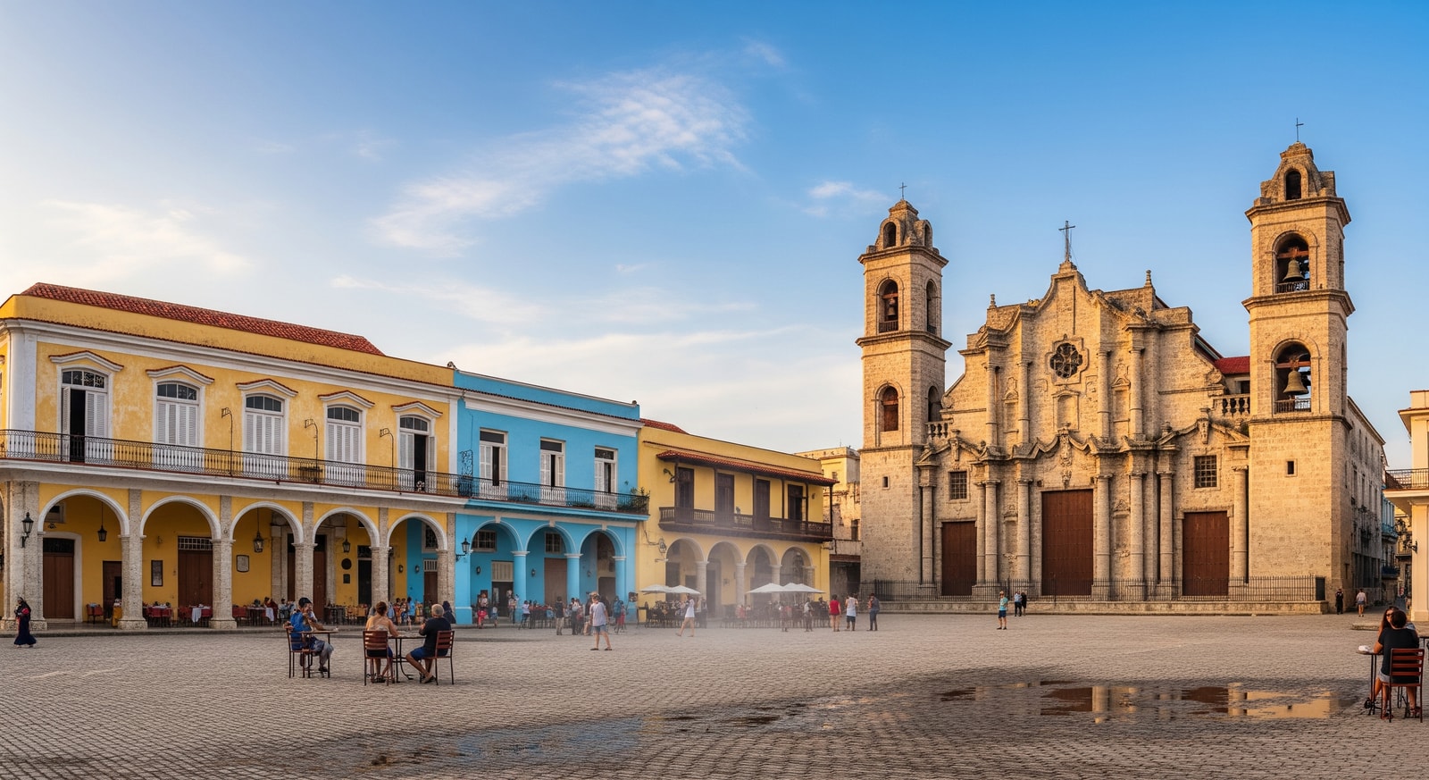 Historic Plaza de la Catedral in Old Havana with baroque cathedral and colonial architecture
