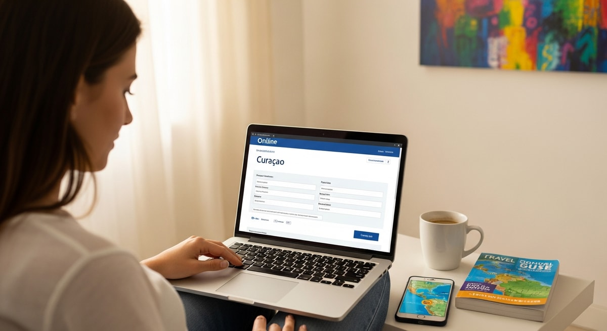 Traveler applying for Curaçao visa online while planning Caribbean trip