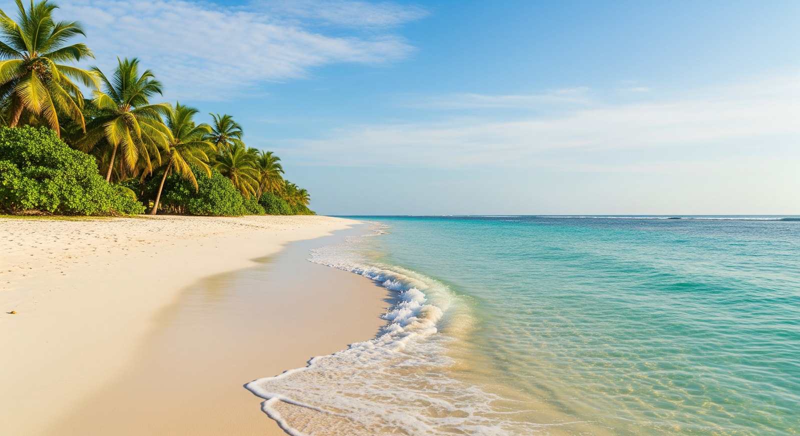Pristine white sand beach with turquoise waters at Pointe Denis near Libreville