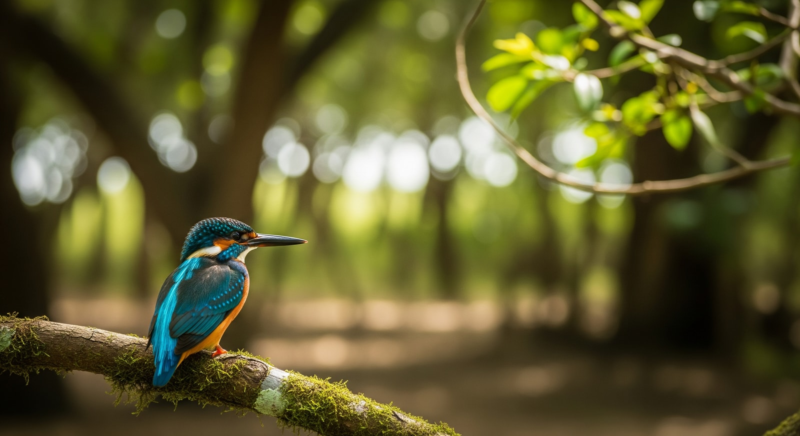 Colorful kingfisher bird perched on a branch in Abuko Nature Reserve, The Gambia