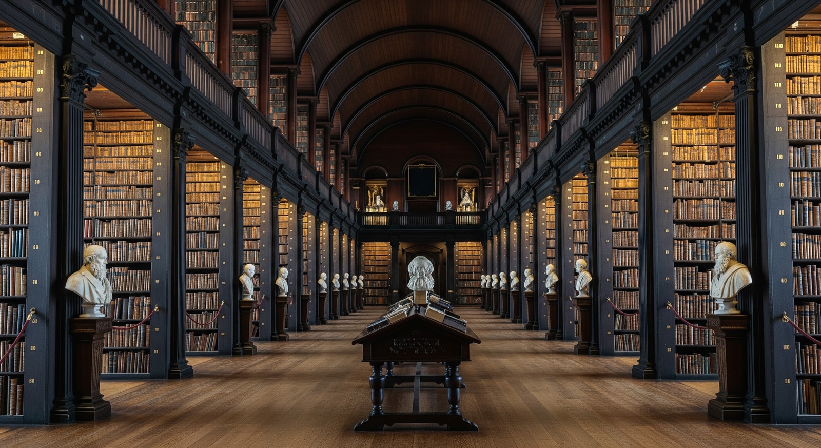 Historic Trinity College Dublin Library with its famous Long Room filled with ancient books