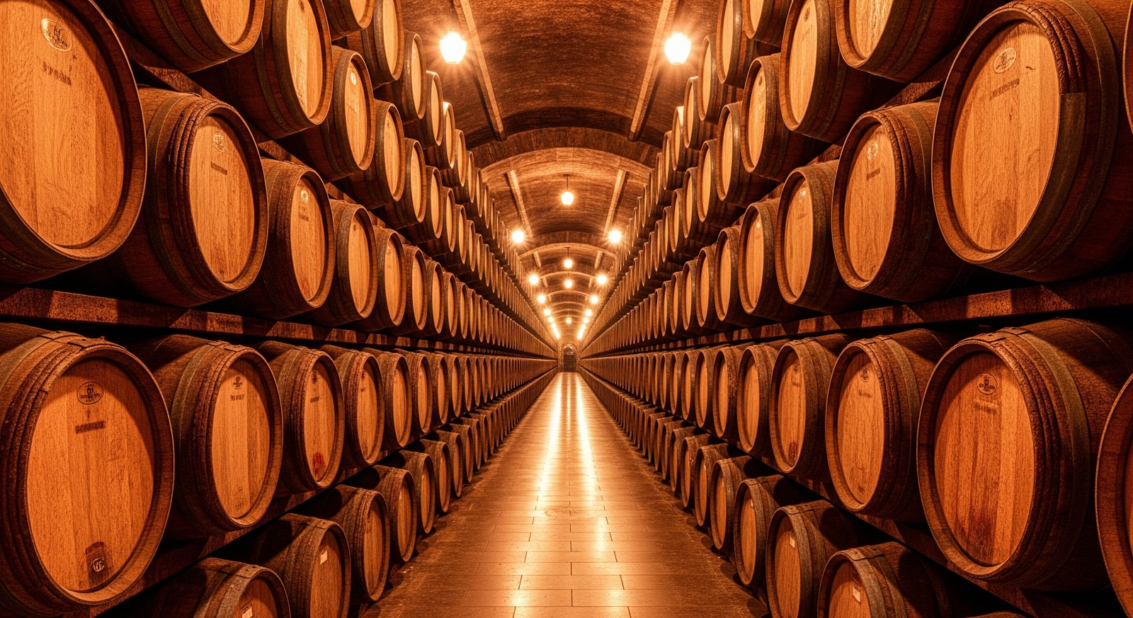 Underground wine cellars at Cricova winery with endless corridors of aging wine barrels in Moldova