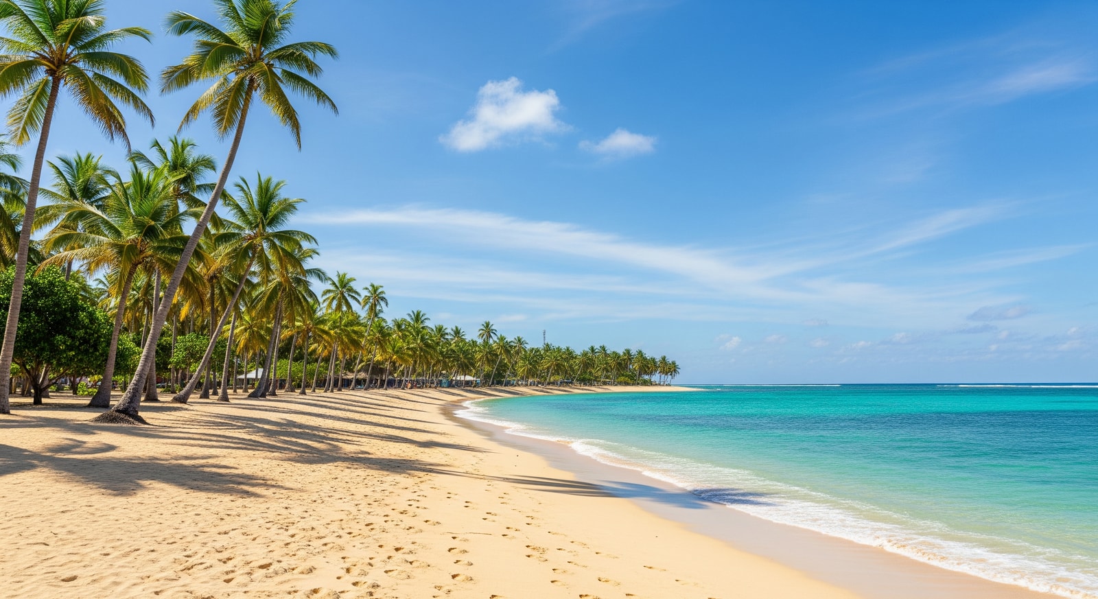 Anibare Bay beach in Nauru with turquoise waters and coconut palms along the shoreline