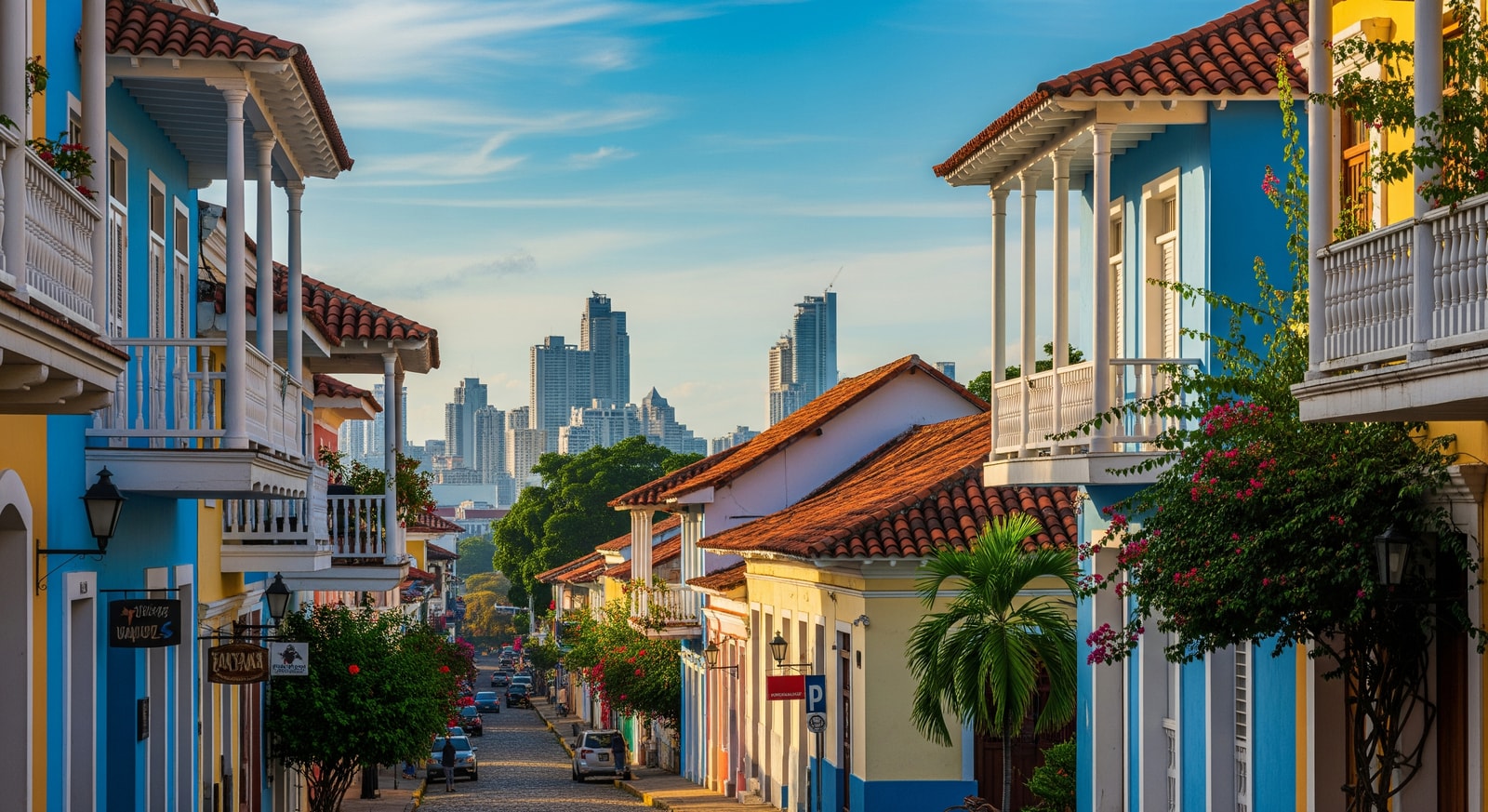 Casco Viejo historic district in Panama City with colonial architecture