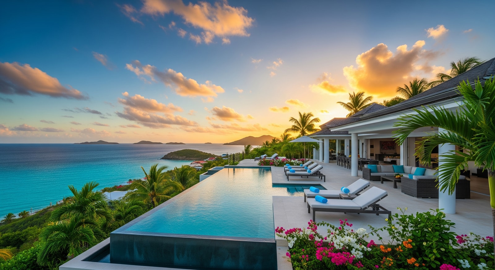 Luxury hillside villa with infinity pool overlooking the Caribbean Sea in St. Barthelemy