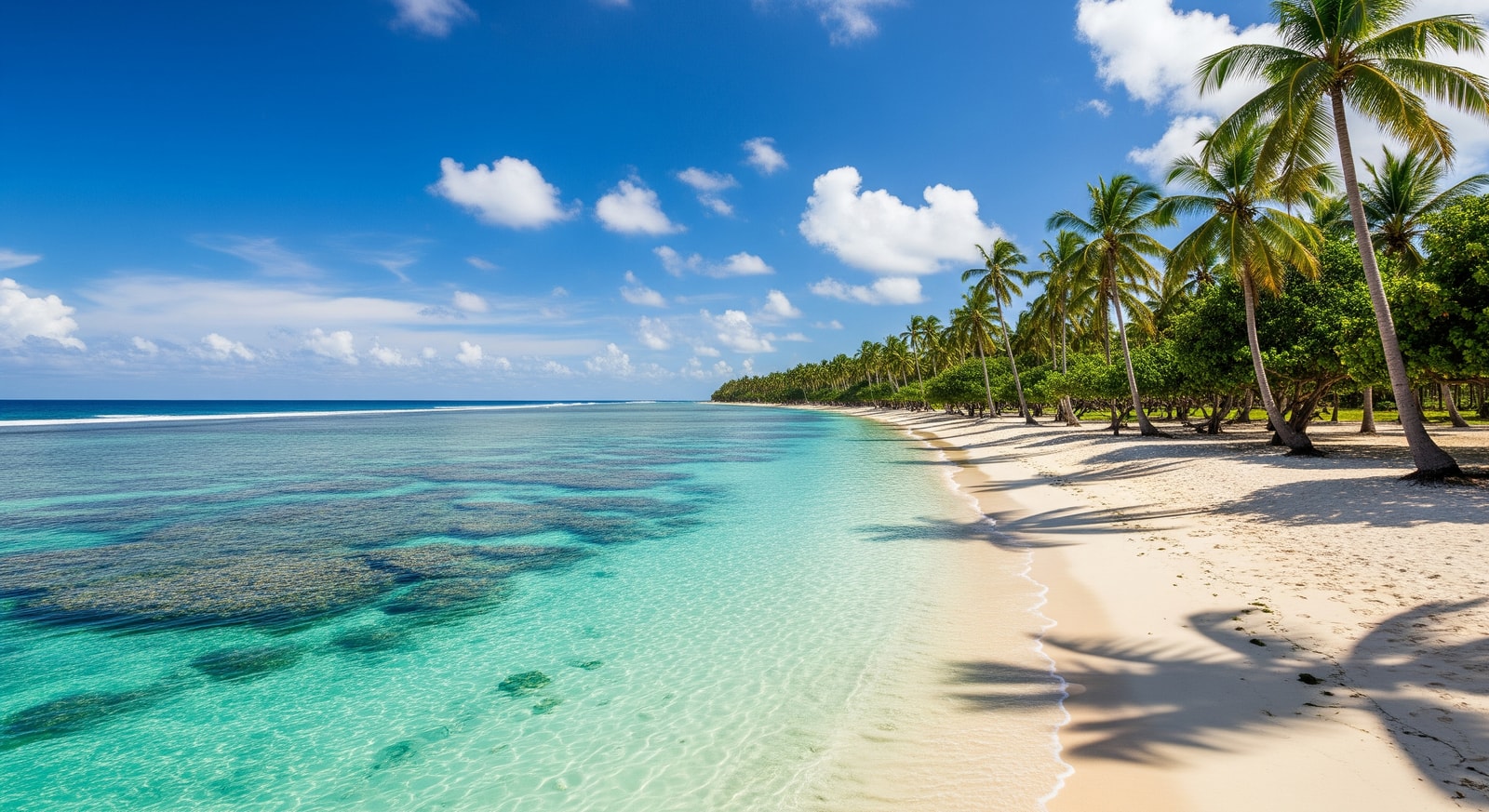 Pristine white sand beach near Dili with palm trees and crystal clear waters perfect for snorkeling