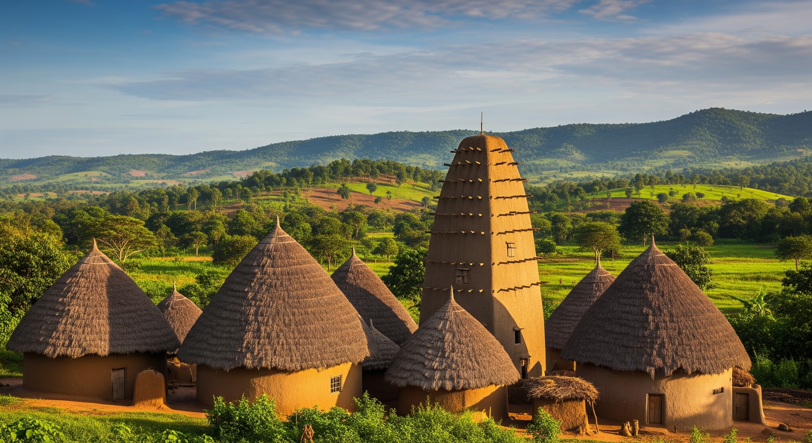 Traditional Batammariba mud tower houses in Koutammakou UNESCO World Heritage Site