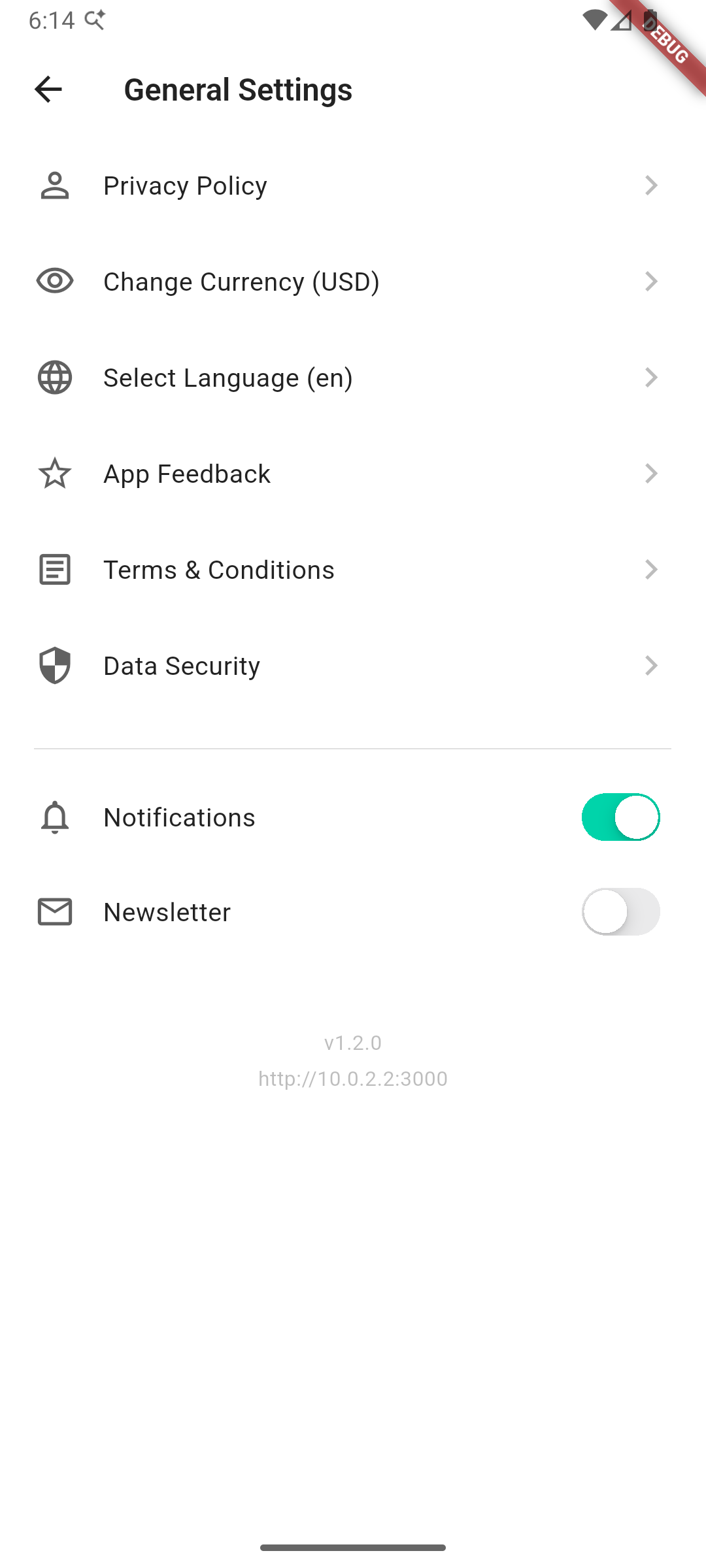 Algemene instellingen en voorkeuren interface