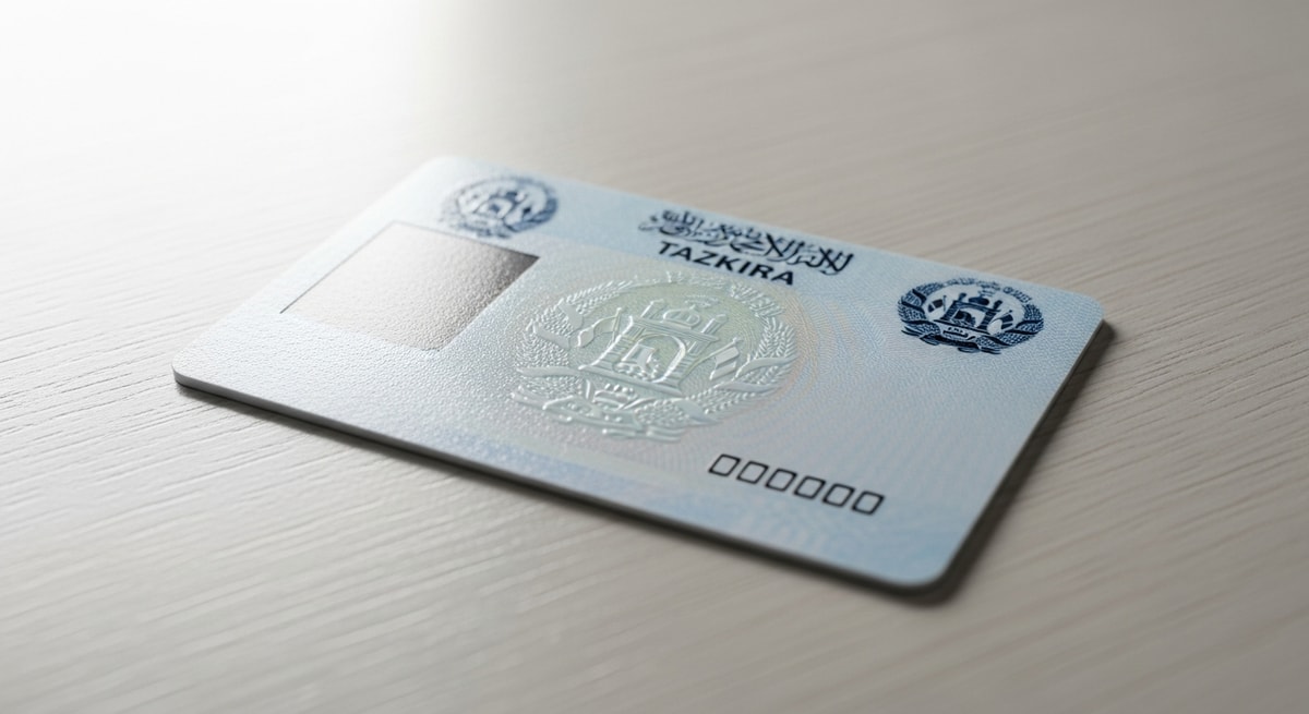 Afghan tazkira national identity card representing the primary identification document in Afghanistan