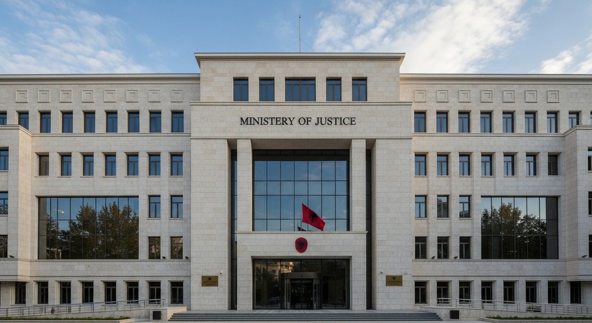 The Albanian Ministry of Justice building in Tirana representing the institutional framework for authorized translators
