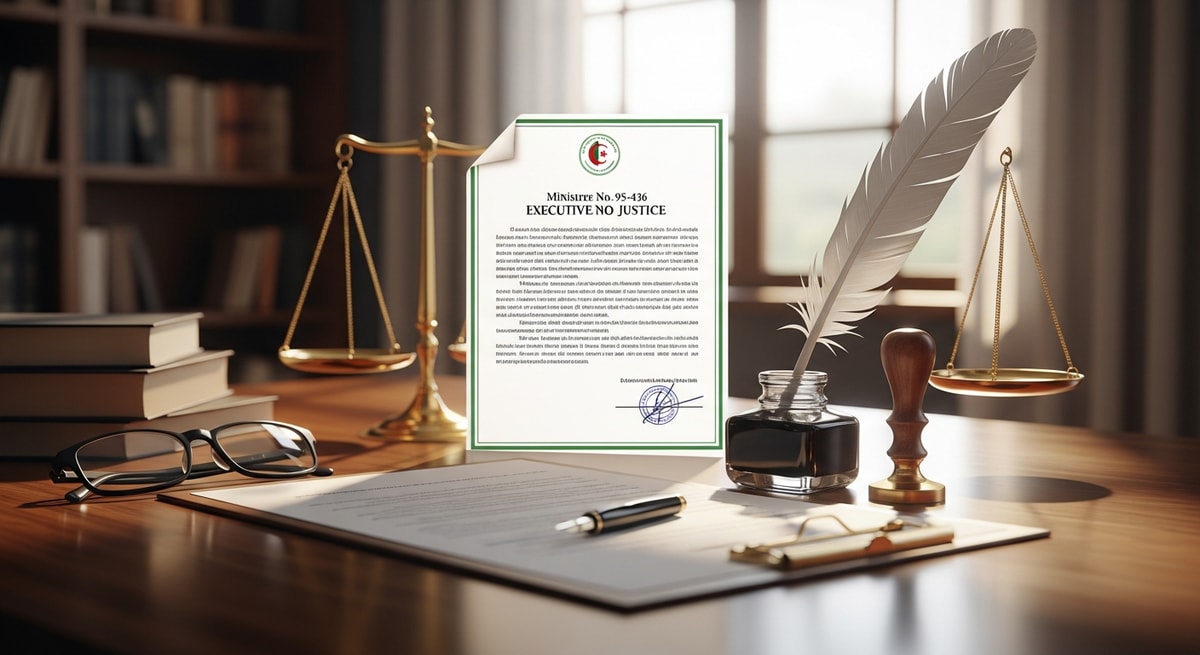 Representation of Algeria's sworn translator system regulated by Executive Decree No. 95-436 under the Ministry of Justice