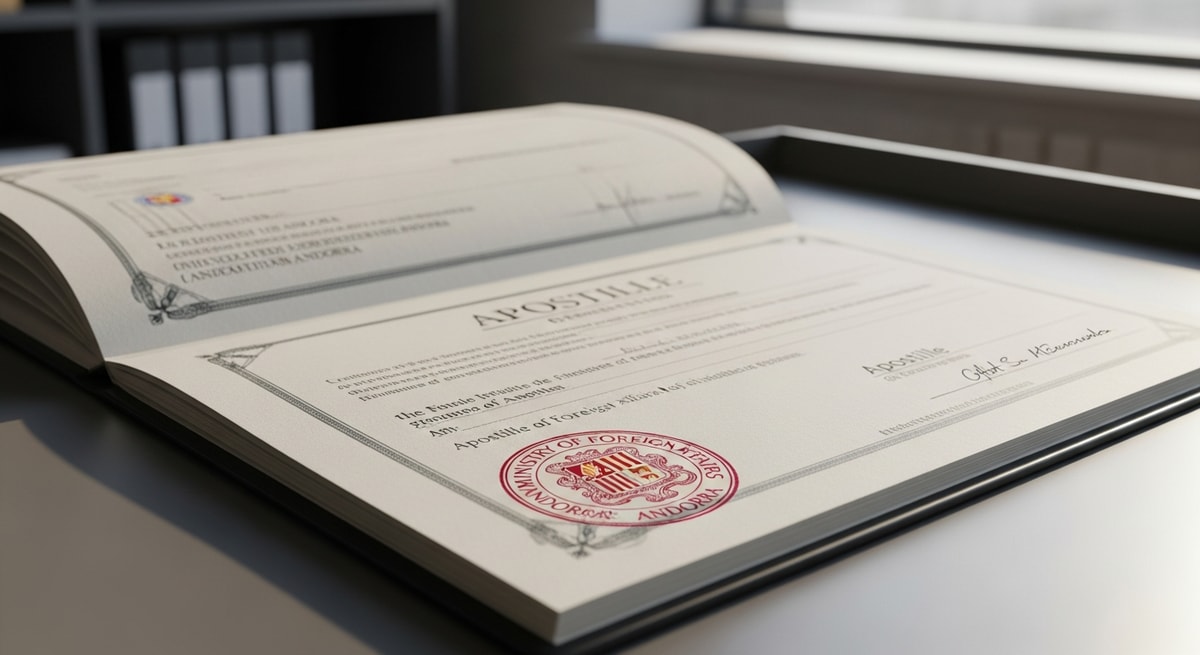 Apostille certificate from Andorra Ministry of Foreign Affairs with official seal