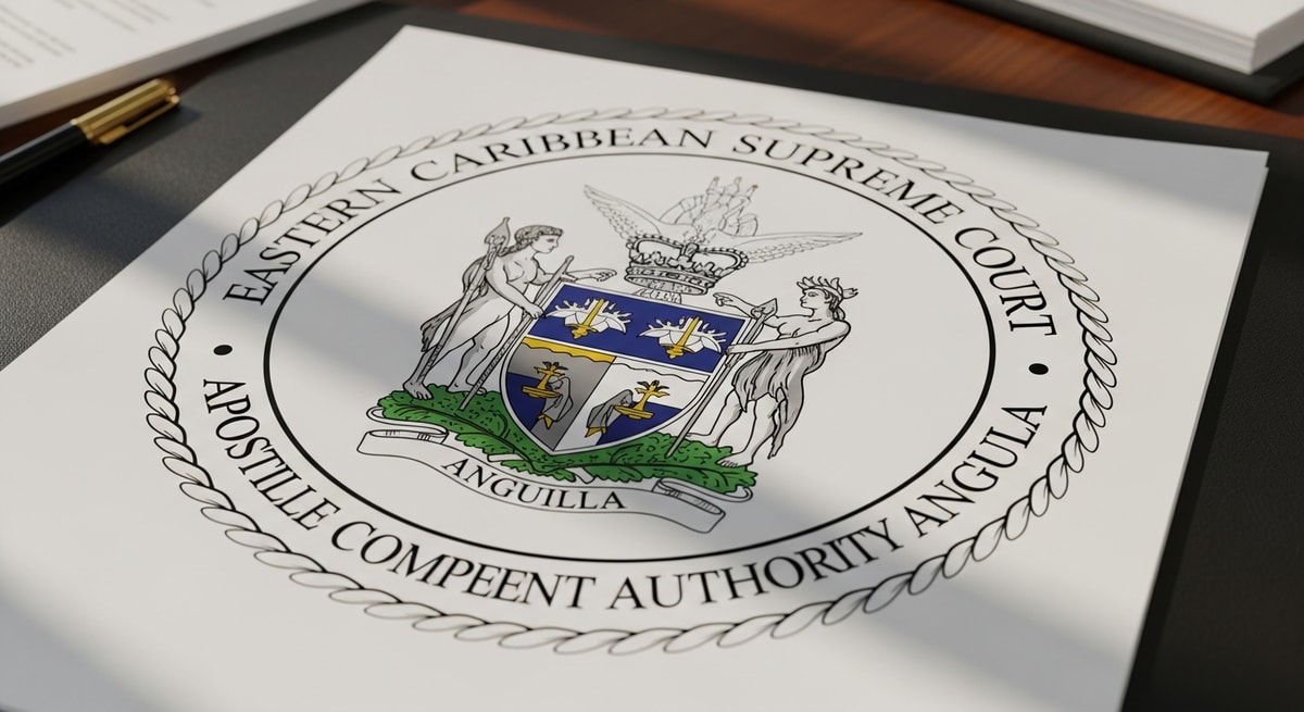 Eastern Caribbean Supreme Court seal representing the apostille competent authority for Anguilla under the Hague Convention