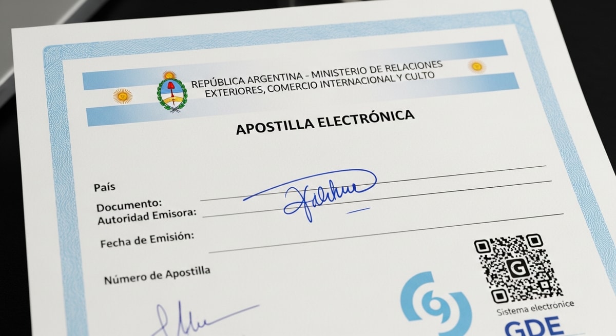 Argentine e-Apostille certificate with digital signature issued through the Cancillería GDE electronic system