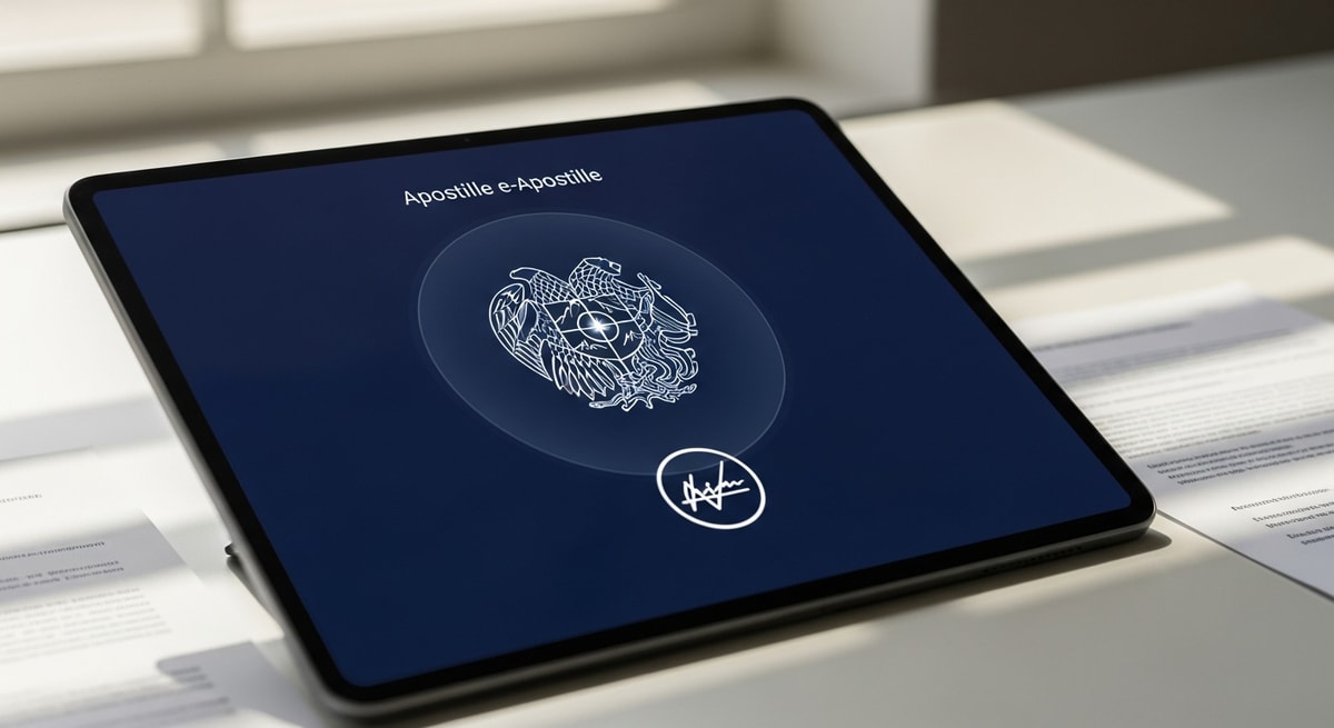 Armenia's digital e-Apostille system representing the fully electronic authentication process for Armenian documents