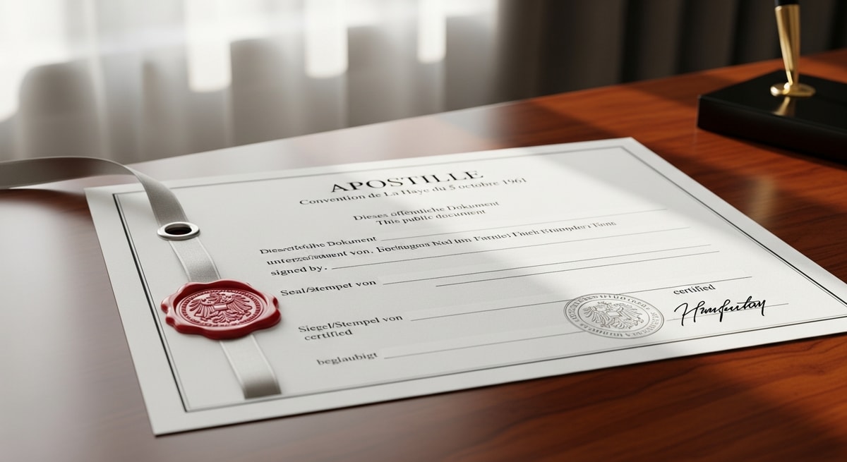 Austrian apostille certificate with Hague Convention header authenticating a public document for international use