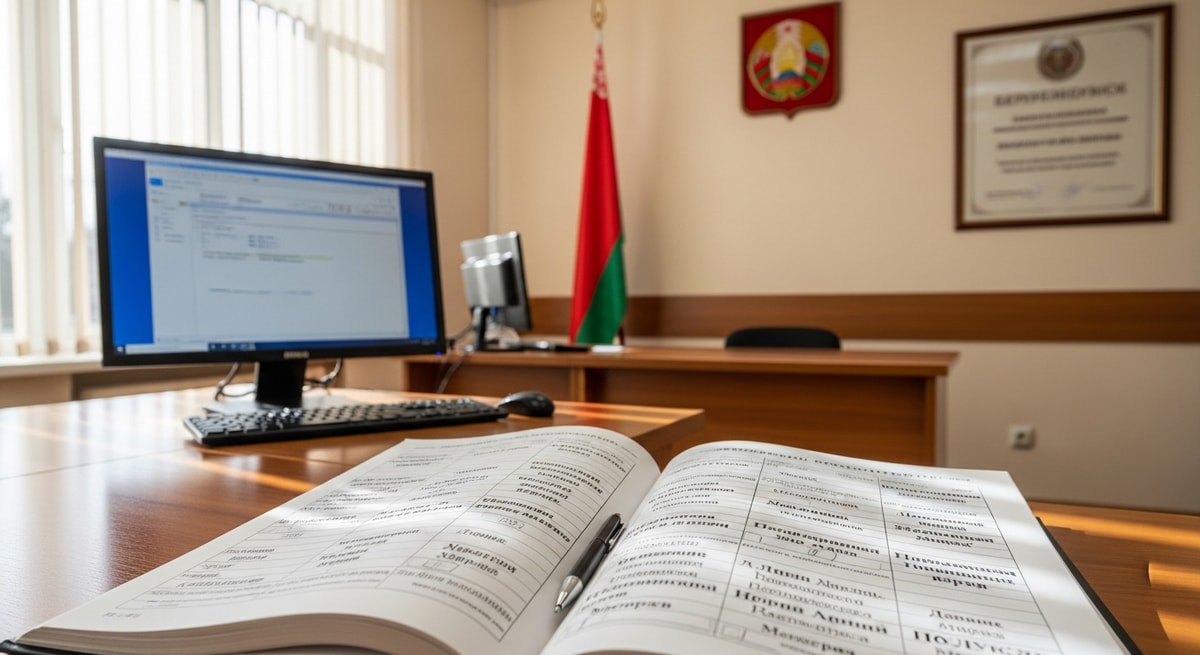 Belarus ZAGS civil registry office representing the bilingual vital records system with Russian and Belarusian text