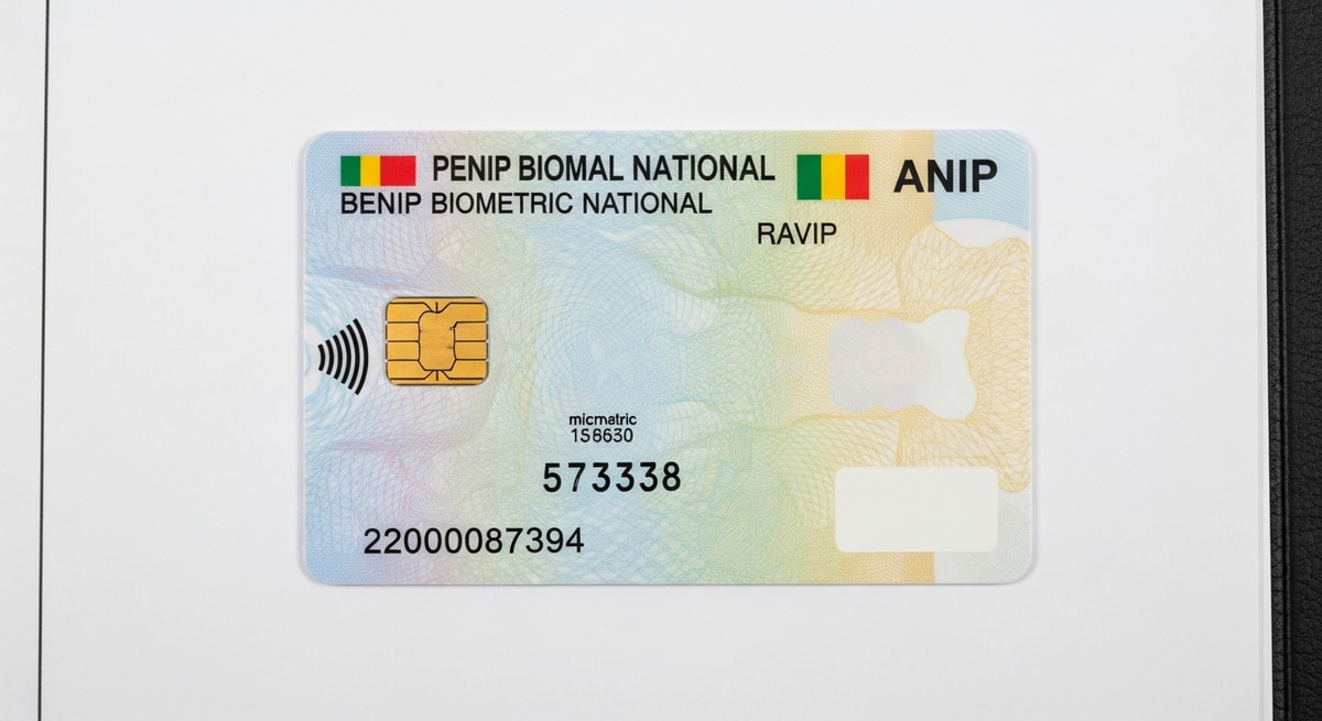 Modern biometric national identity card issued by Benin's ANIP under the RAVIP system