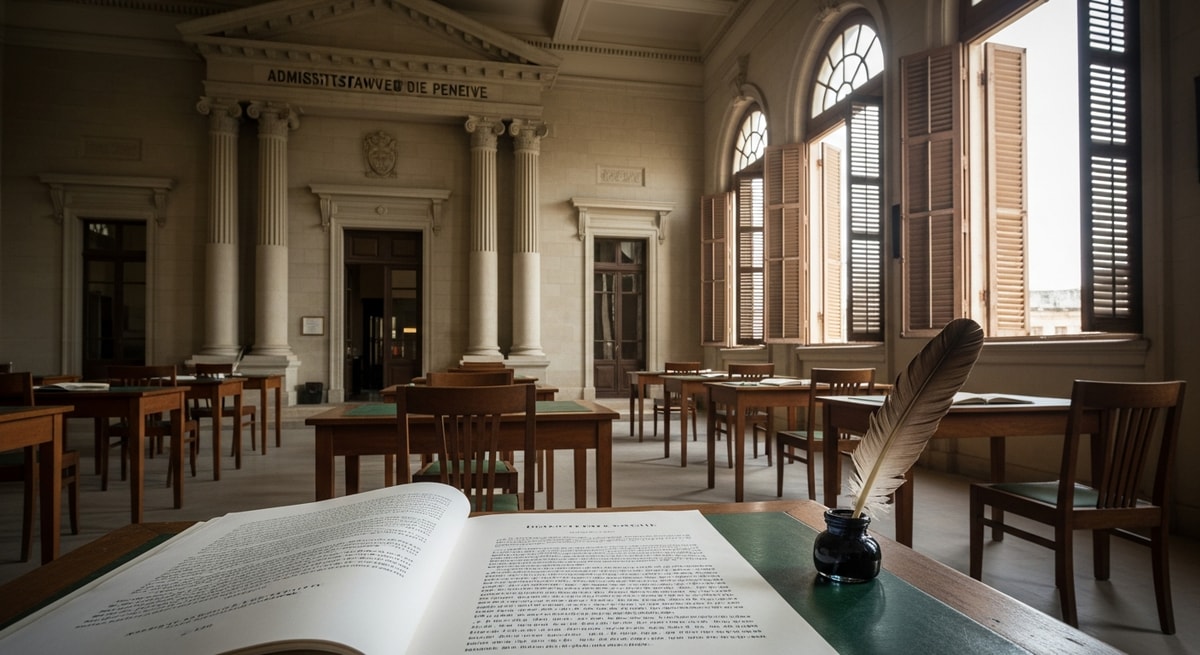 Colonial-era French administrative building in Porto-Novo, Benin's capital, reflecting the country's civil law heritage