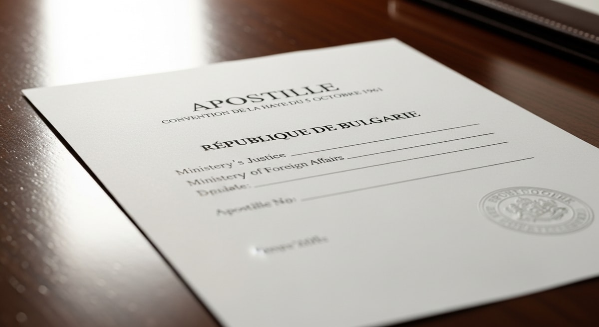 Official Bulgarian apostille certificate with Hague Convention header representing Bulgaria's multi-authority apostille system