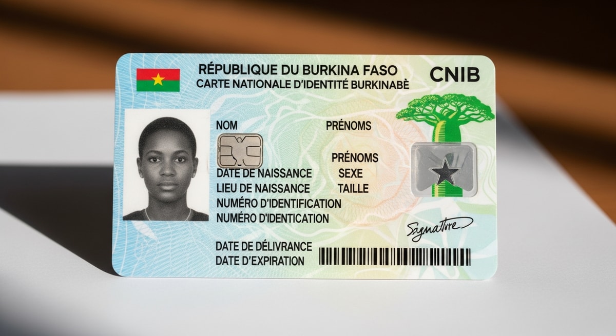 Modern CNIB biometric national identity card from Burkina Faso with security features