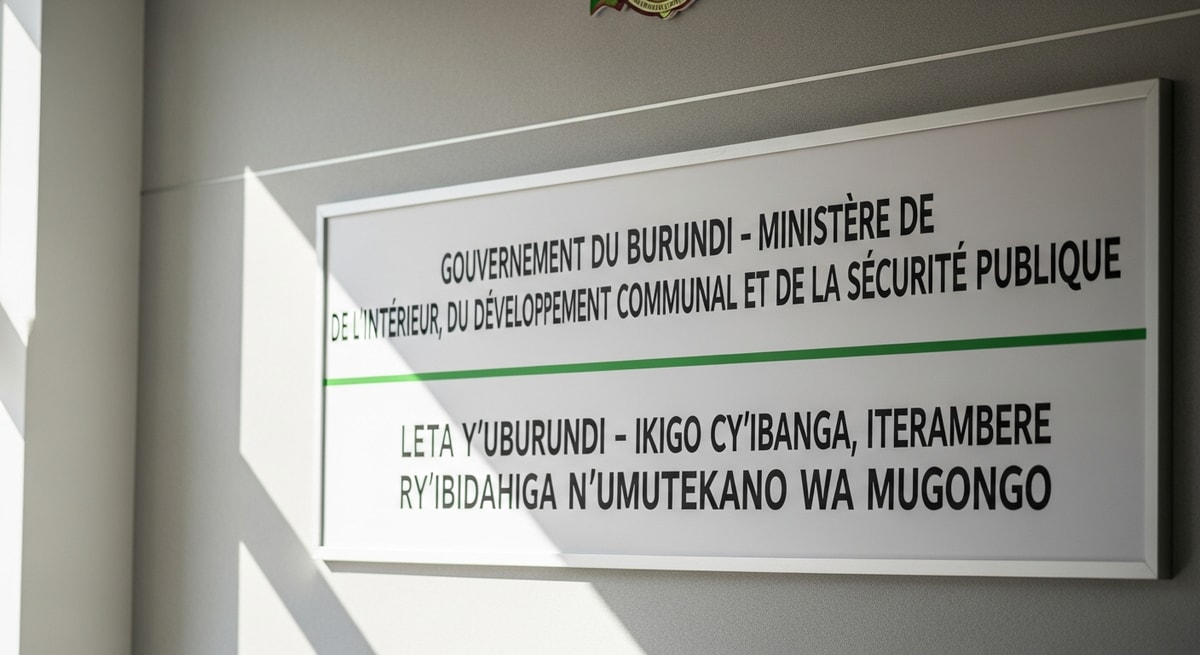 Government signage in Gitega displaying both French and Kirundi reflecting Burundi's bilingual system