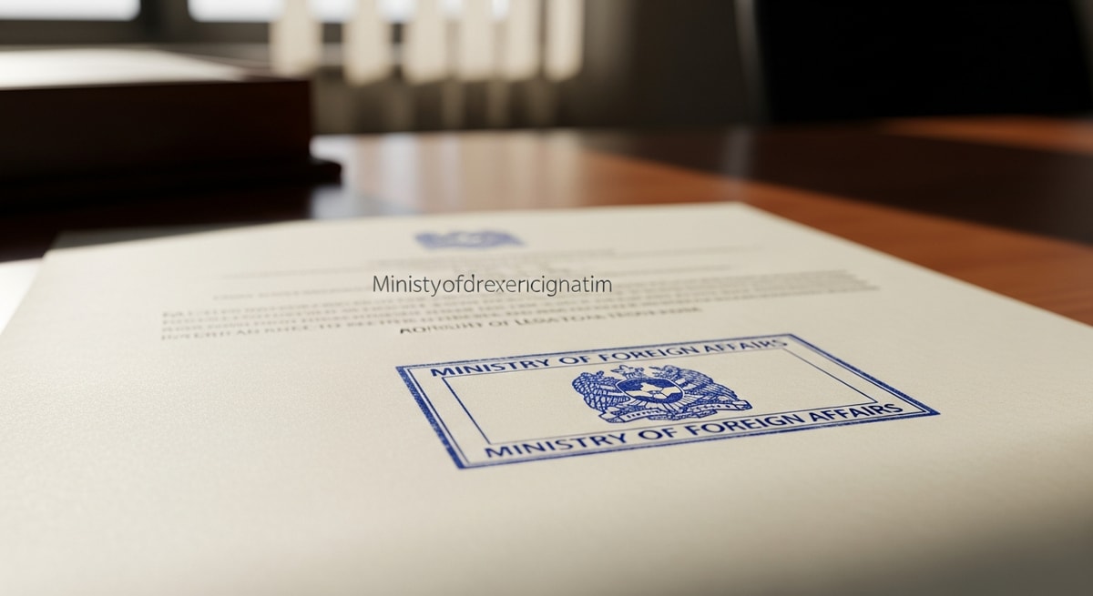 Ministry of Foreign Affairs authentication stamp on Chadian document for consular legalization