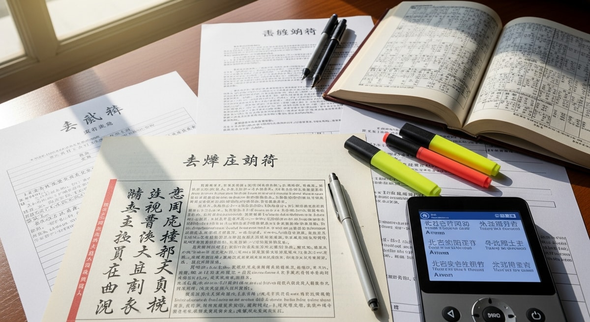 Chinese calligraphy and Simplified Chinese characters on official documents illustrating the complexity of Chinese translation