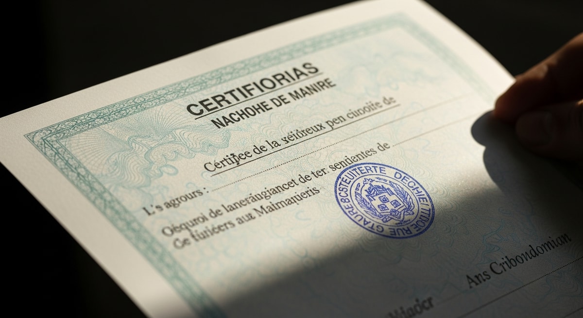 Comorian birth certificate in French with official seal