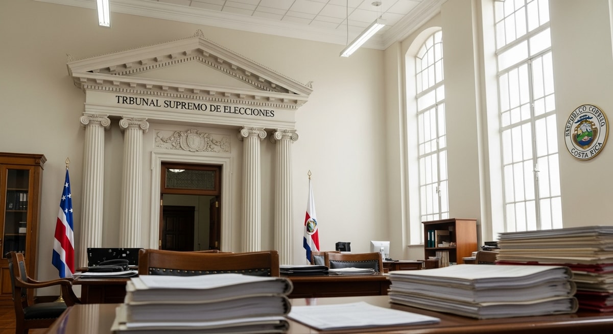 Tribunal Supremo de Elecciones building in San José Costa Rica representing the constitutional body that administers the Registro Civil and issues vital records