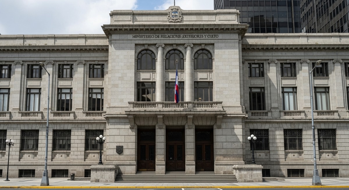 Costa Rica Ministerio de Relaciones Exteriores y Culto building in San José representing the authority that appoints traductores oficiales under Ley 8142