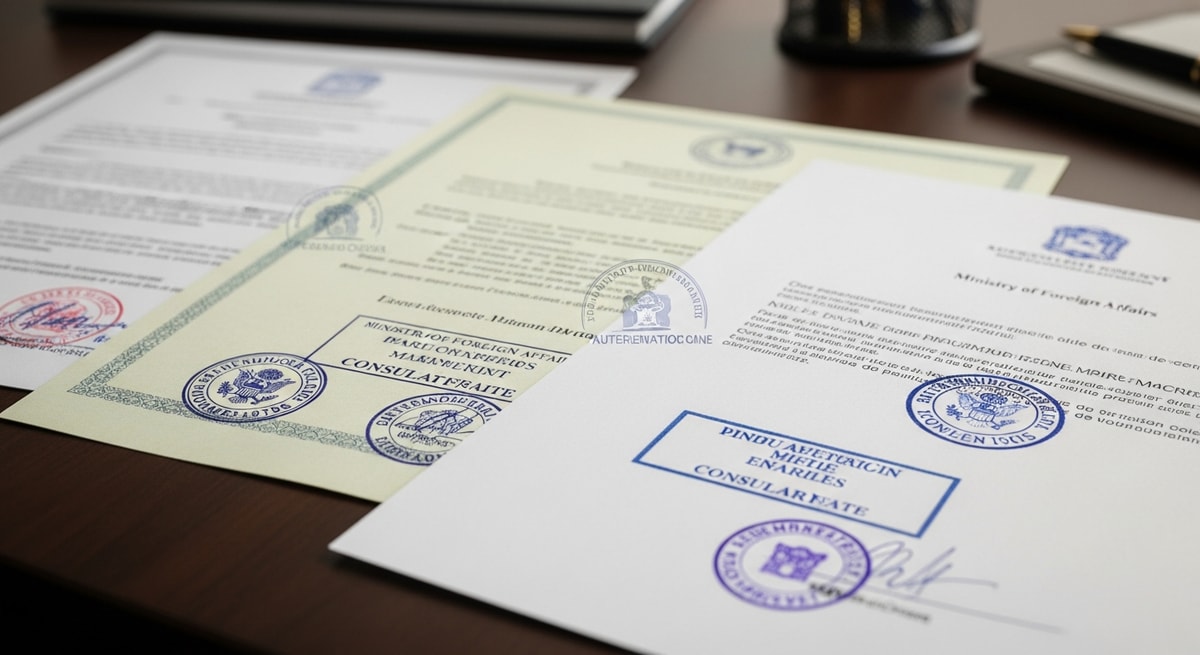 Document legalization process representing the consular authentication chain for Ivorian documents