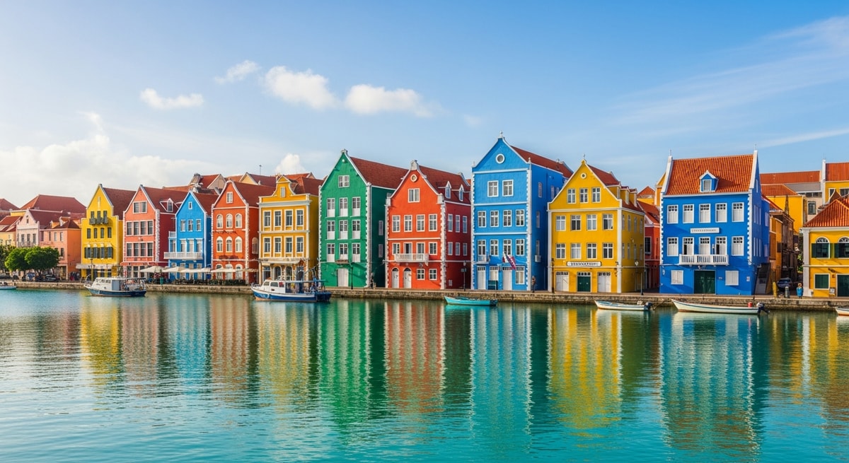 Willemstad waterfront with colourful Dutch colonial architecture along the Sint Annabaai reflecting Curaçao's multilingual Dutch-Papiamentu heritage