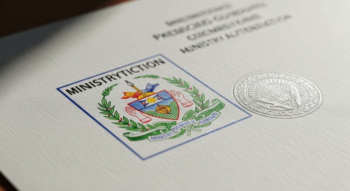 Ministry authentication on Djiboutian document