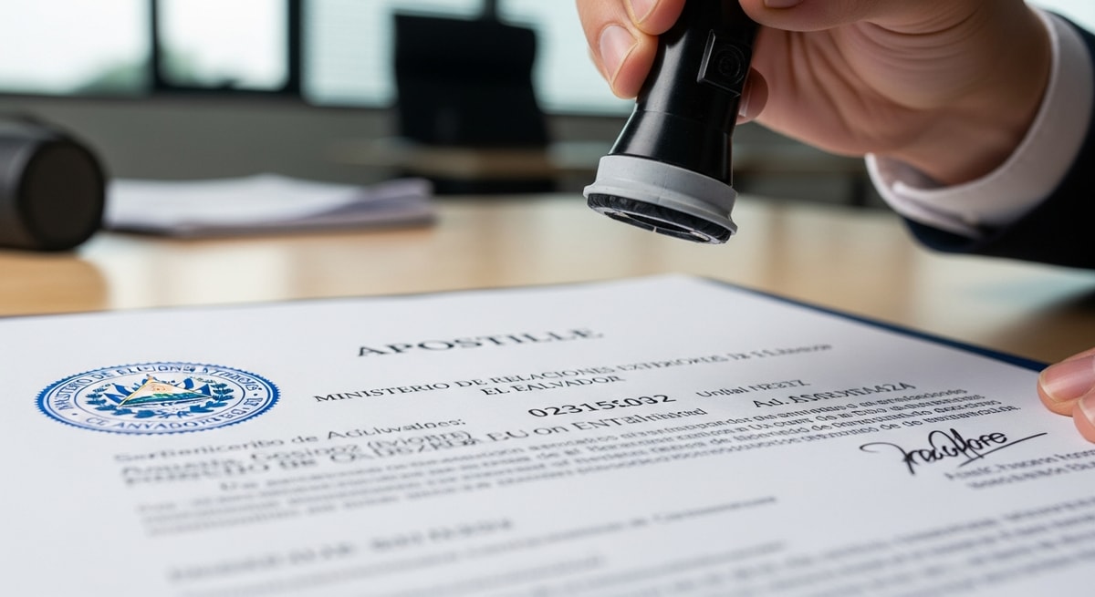 Salvadoran apostille authentication representing the Ministerio de Relaciones Exteriores document processing
