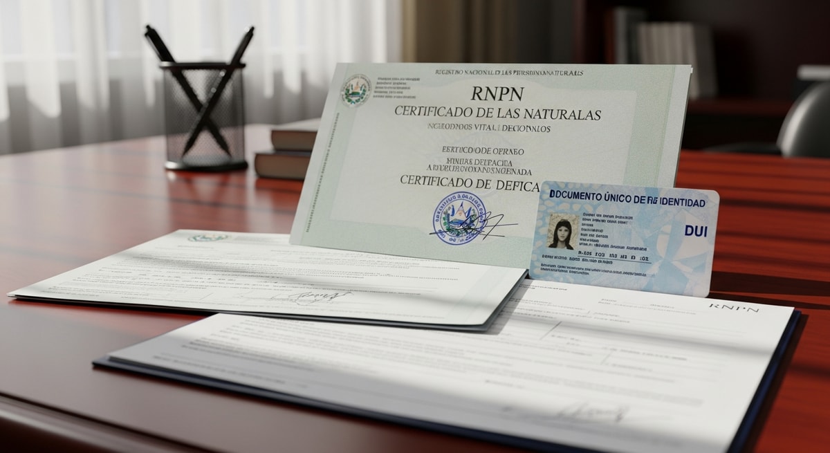 Salvadoran civil registration representing the RNPN national vital records system and DUI identification