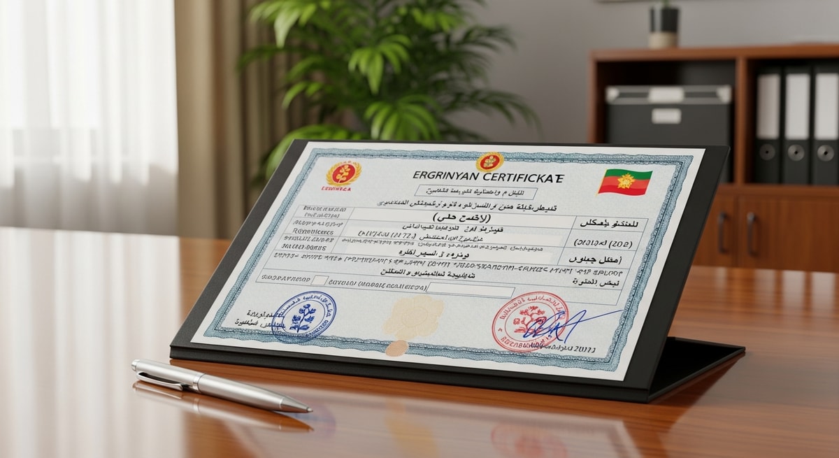 Eritrean birth certificate in Tigrinya and Arabic