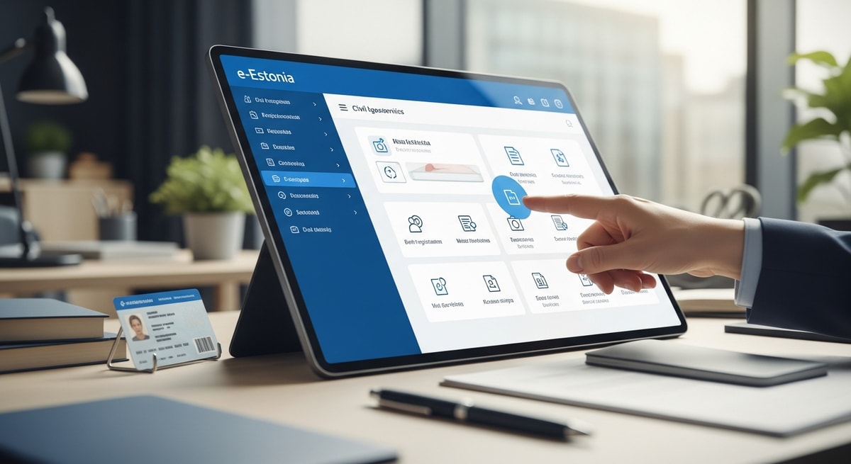 Estonian digital governance platform representing the e-Estonia infrastructure for civil registration and electronic document services